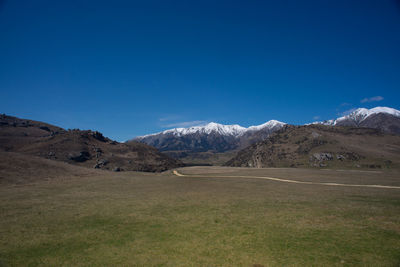 Snow capped mountains view in new zealand.