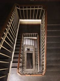 High angle view of spiral staircase in building