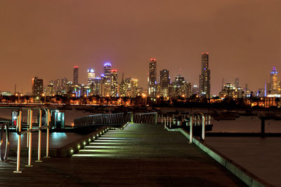 Illuminated city at night