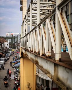 High angle view of buildings in city