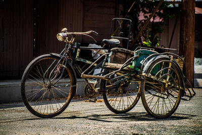 Bicycles parked on street
