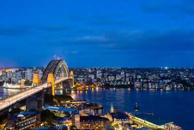 Illuminated buildings in city at night