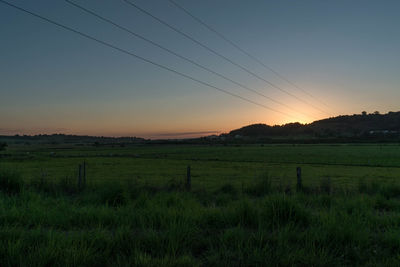 Scenic view of field against sky during sunset