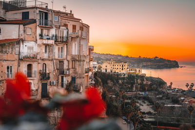 Sunset, tropea, calabria, italy, city, historic, ocean, sea, mare, building, architecture