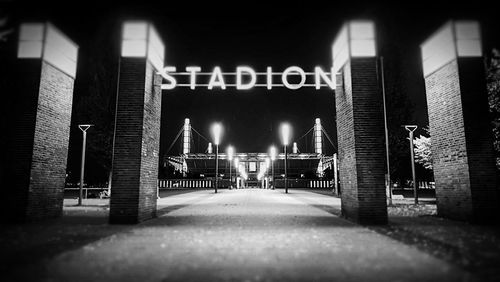 Entrance of stadium at night