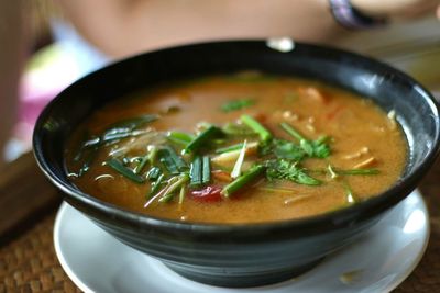 Close-up of soup in bowl