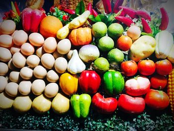 Full frame shot of multi colored fruits for sale in market