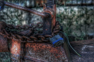 Close-up of rusty metal in garden