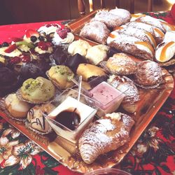 High angle view of food on table