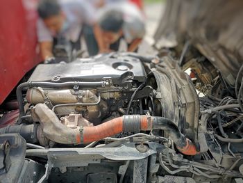 Close-up of abandoned vintage car
