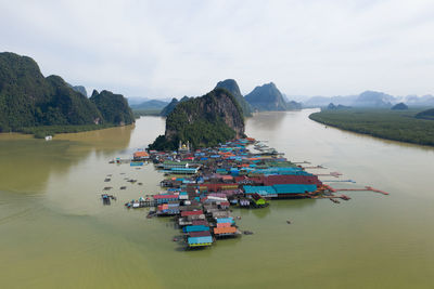 High angle view of sea against sky