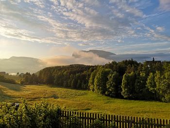 Romantic sunset in the dolomites with a view to sciliar mountain 