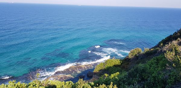 High angle view of sea against sky