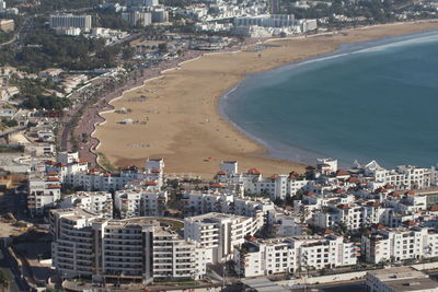 High angle view of buildings in city