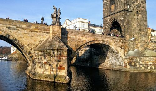 Arch bridge over river