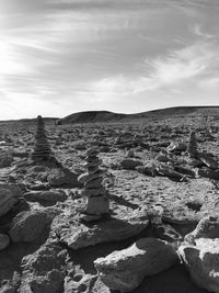 Scenic view of rock formations against sky