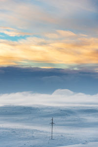 Power line traverses arctic landscape bringing electricity to remote areas in extreme environments