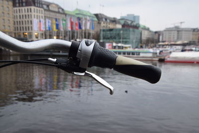 Close-up of handlebars