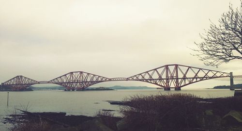 Suspension bridge over river