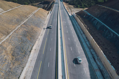 High angle view of highway on road