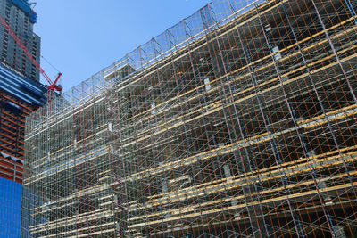 Low angle view of modern building against clear sky