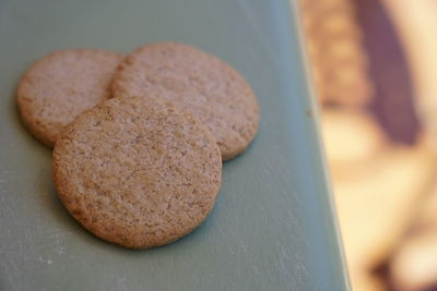 Close-up of cookies on table