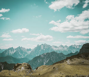 Scenic view of mountains against sky