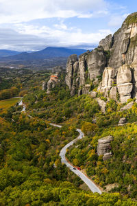 Road to the monasteries of meteora, kalabaka, greece