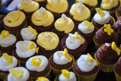 High angle view of cupcakes