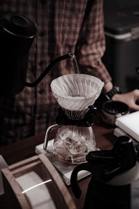 Close-up of coffee cup on table