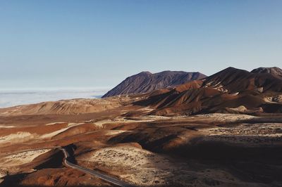 Scenic view of mountains against clear sky