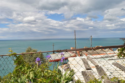 Scenic view of sea against cloudy sky