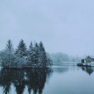 Scenic view of frozen lake against sky