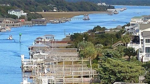 High angle view of harbor