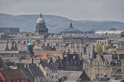 Old and modern rooftops over edinburgh city centre