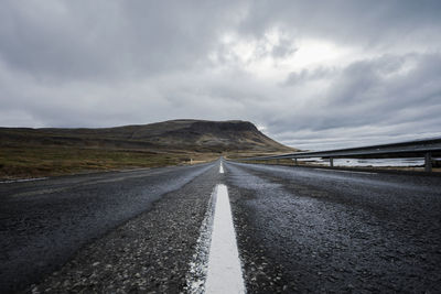 Surface level of road against sky