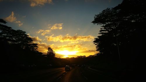 View of road at sunset