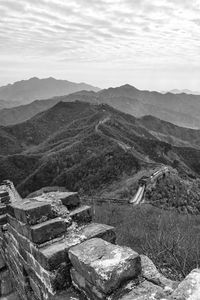 High angle view of land against sky