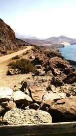 Scenic view of sea against clear sky