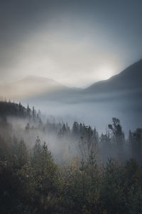 Scenic view of mountains against sky