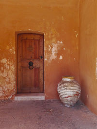 Closed door of old building