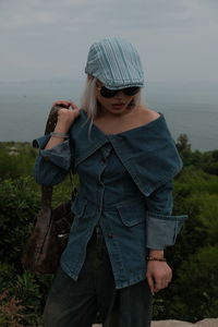 Rear view of woman wearing hat