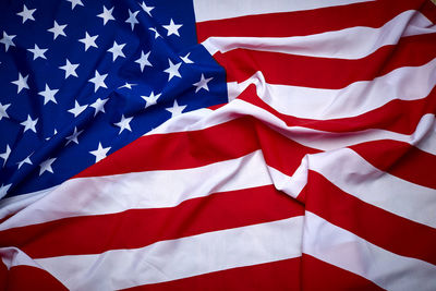 Close-up of crumpled american flag 