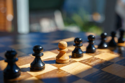 Close-up of chess pieces