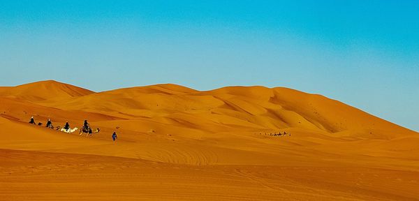 Scenic view of desert against clear sky