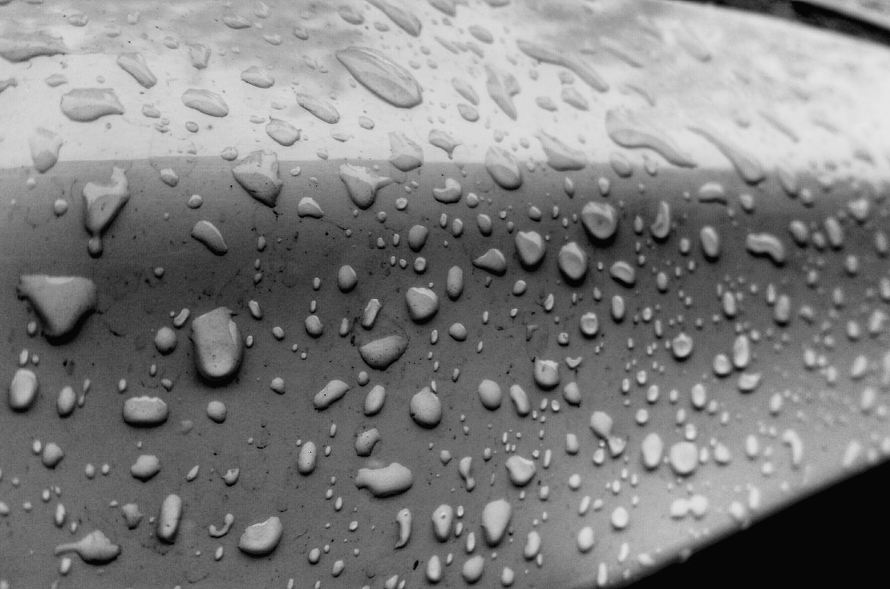 drop, wet, water, full frame, close-up, backgrounds, car, no people, day, land vehicle, nature, raindrop, outdoors, airplane wing