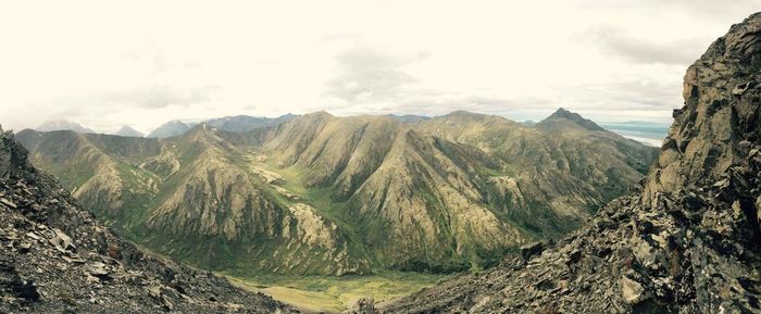 Scenic view of rocky mountains against sky