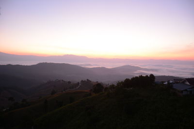 Scenic view of landscape against sky during sunset