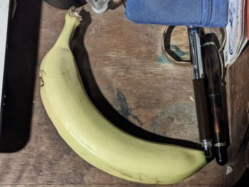 High angle view of bananas on table