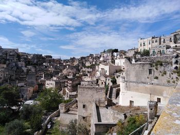 High angle view of buildings in town